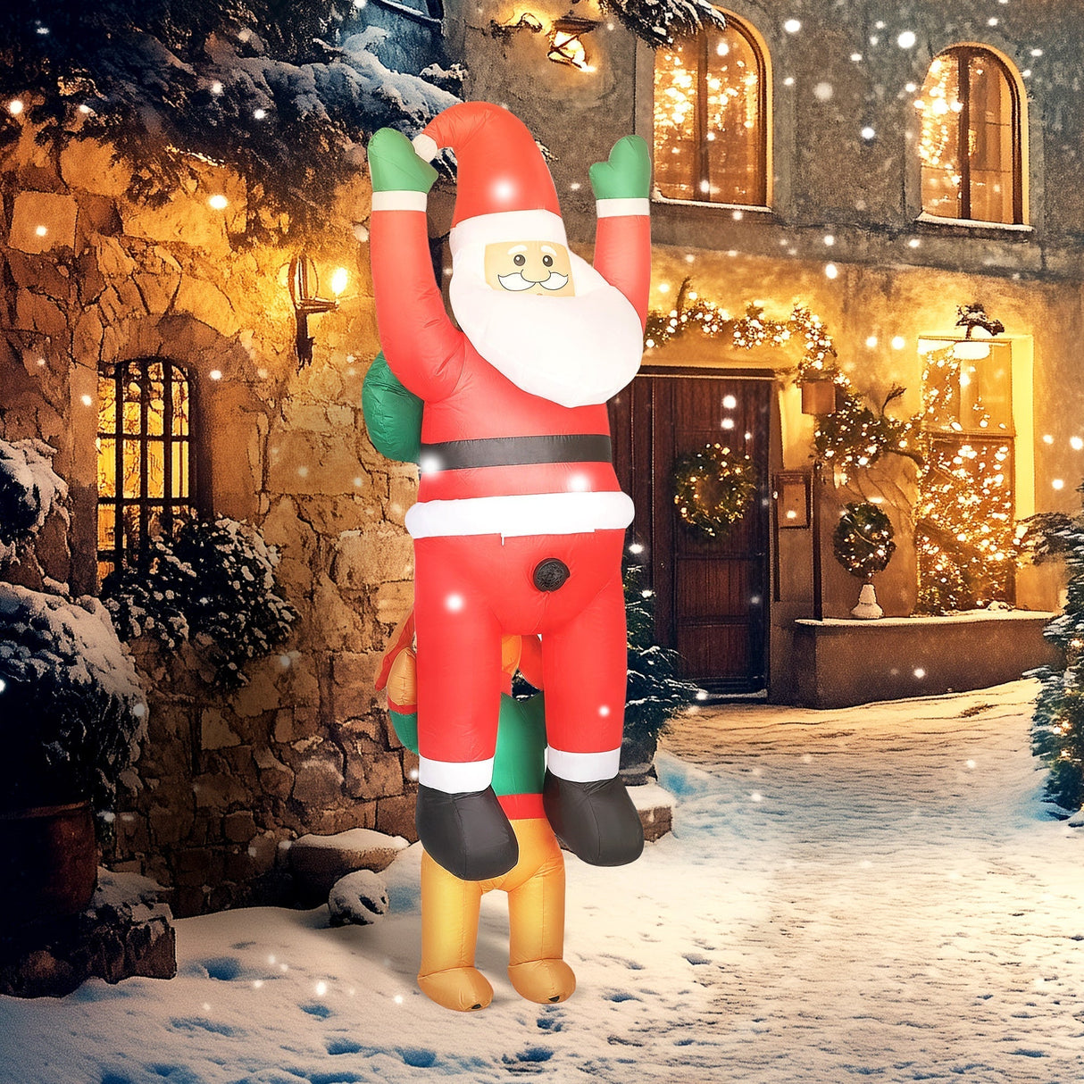 7FT Hanging Christmas Inflatable Santa with Dog