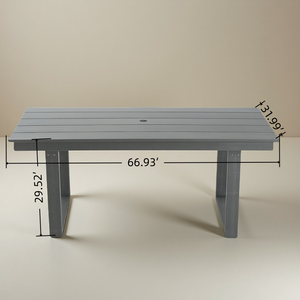 7-Piece HDPE Outdoor Dining Set for 6 – Weather-Resistant Patio Table with Umbrella Hole (Grey)