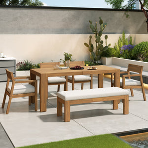 TREXM Patio Dining Table Set for 6 with Umbrella Hole