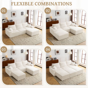 L Shaped Sectional Sofa, Full Compression 3 Seater Cloud Couch With Chaise