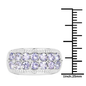 1.44 Carat Genuine Tanzanite & White Topaz .925 Sterling Silver Ring
