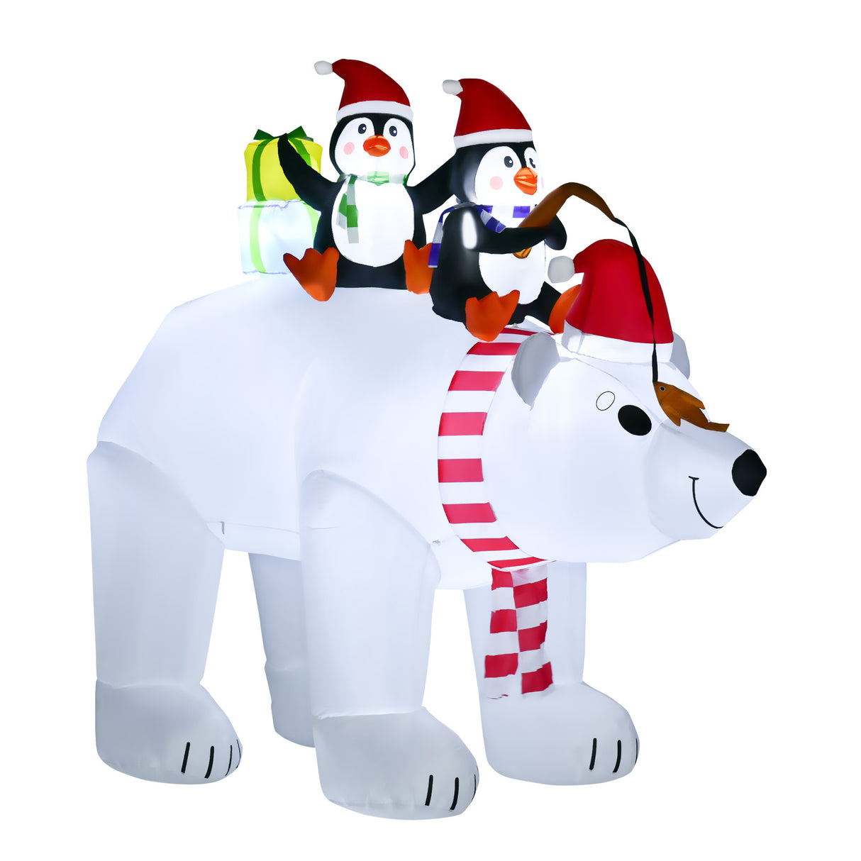 HOMCOM 7 ft Polar Bear and Penguins Christmas Inflatable