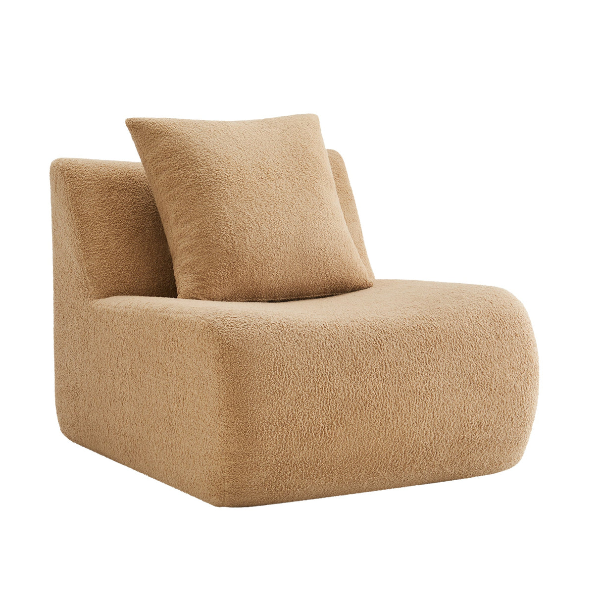 Armless Sofa With Pillow Teddy Fabric - Camel