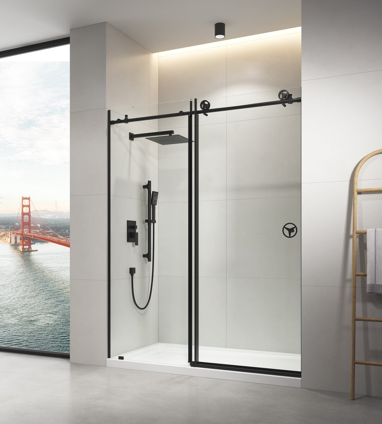 60" W x 76" H Sliding Frameless Shower Door in Matte