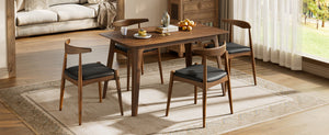 5-Piece Dining Set with Rubberwood Frame and Faux Leather Chairs