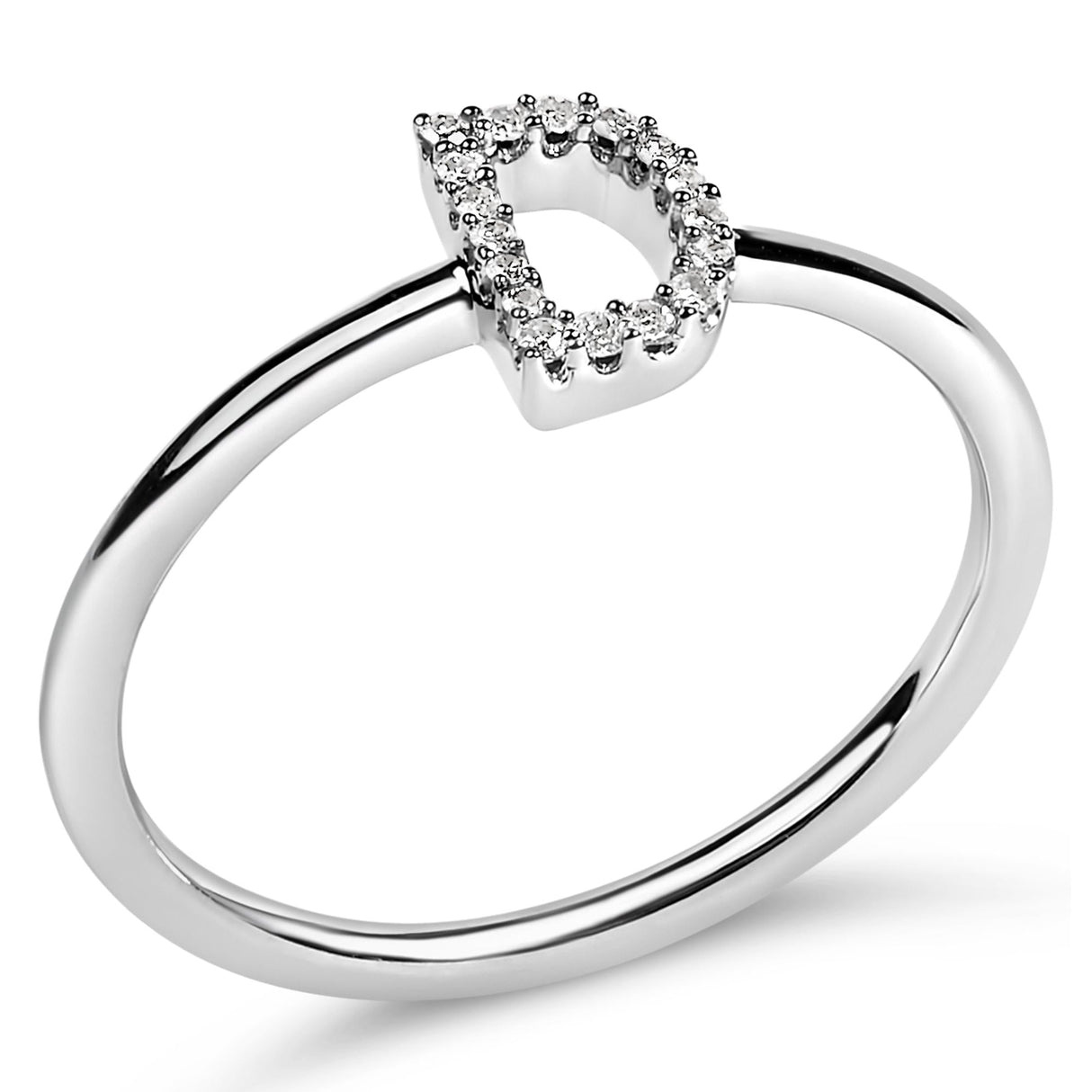 10K White Gold Diamond Accent Initial “A-Z” Ring