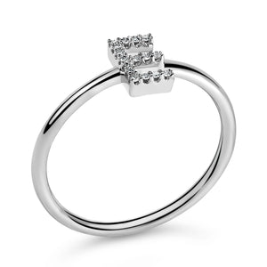 10K White Gold Diamond Accent Initial “A-Z” Ring
