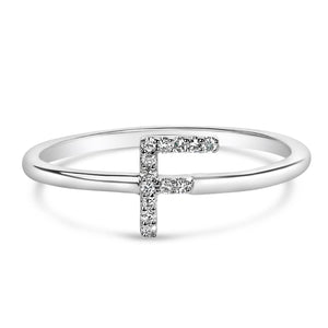 10K White Gold Diamond Accent Initial “A-Z” Ring
