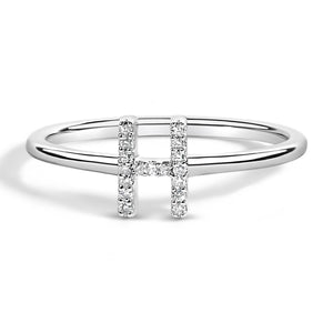 10K White Gold Diamond Accent Initial “A-Z” Ring