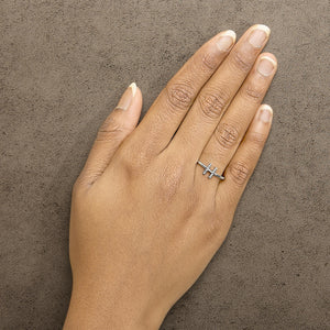 10K White Gold Diamond Accent Initial “A-Z” Ring