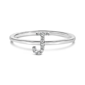 10K White Gold Diamond Accent Initial “A-Z” Ring
