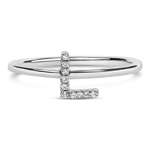 10K White Gold Diamond Accent Initial “A-Z” Ring