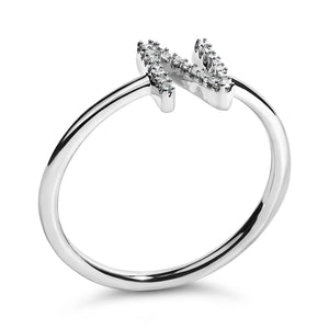 10K White Gold Diamond Accent Initial “A-Z” Ring