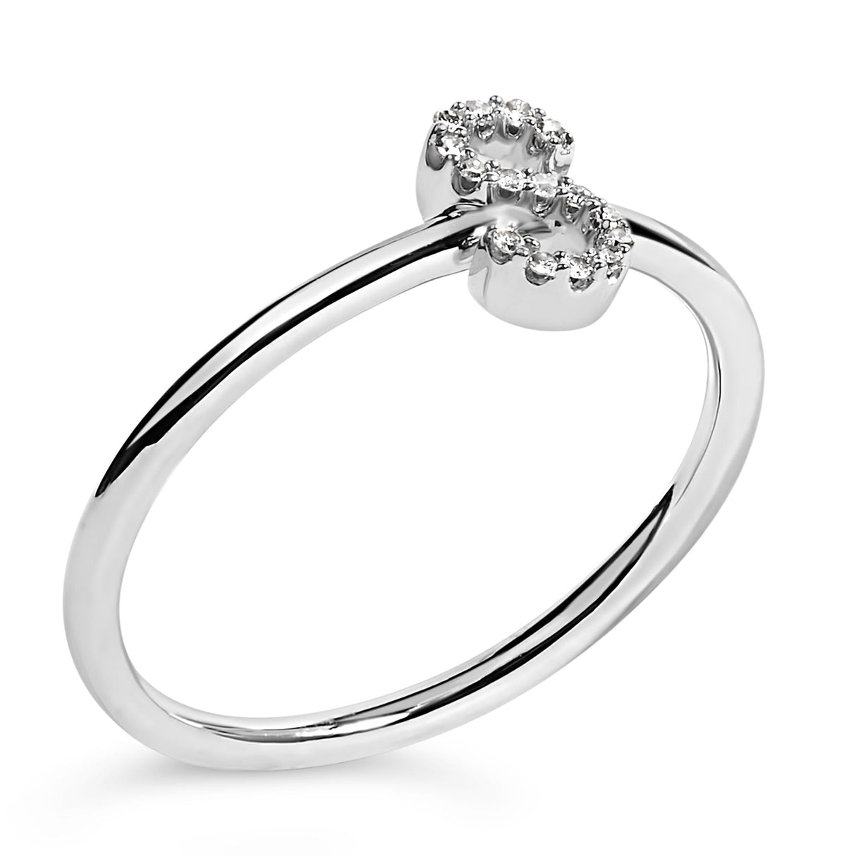 10K White Gold Diamond Accent Initial “A-Z” Ring