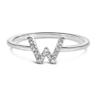 10K White Gold Diamond Accent Initial “A-Z” Ring