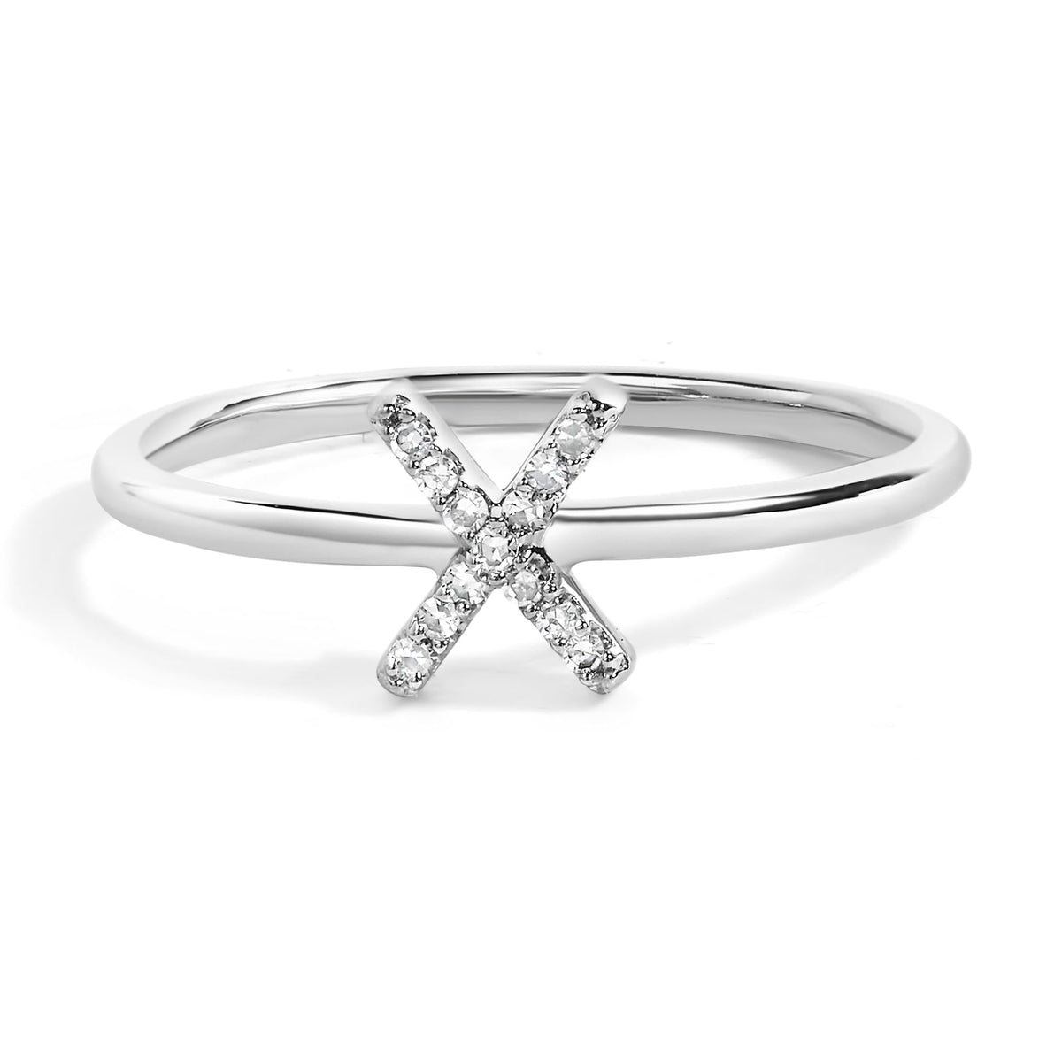 10K White Gold Diamond Accent Initial “A-Z” Ring