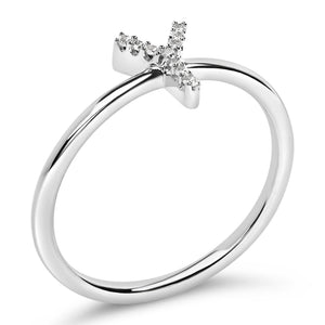 10K White Gold Diamond Accent Initial “A-Z” Ring