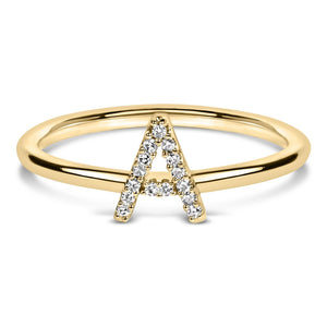 10K Yellow Gold Diamond Accent Initial “A-Z” Ring