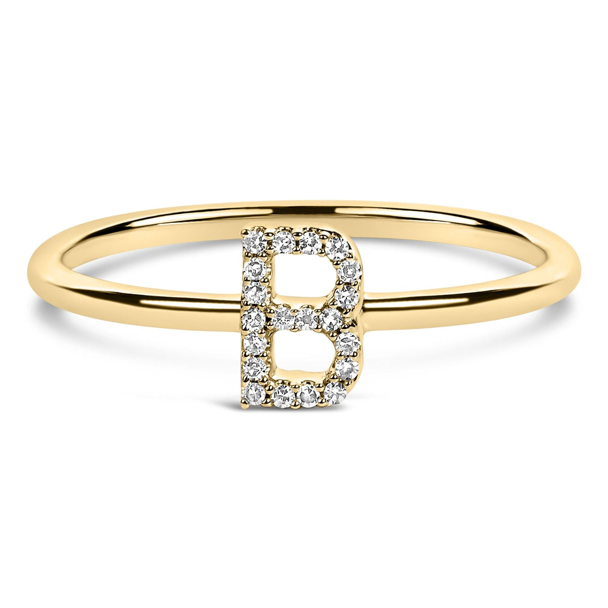 10K Yellow Gold Diamond Accent Initial “A-Z” Ring