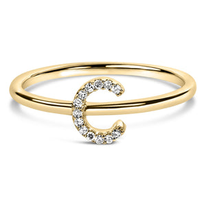 10K Yellow Gold Diamond Accent Initial “A-Z” Ring