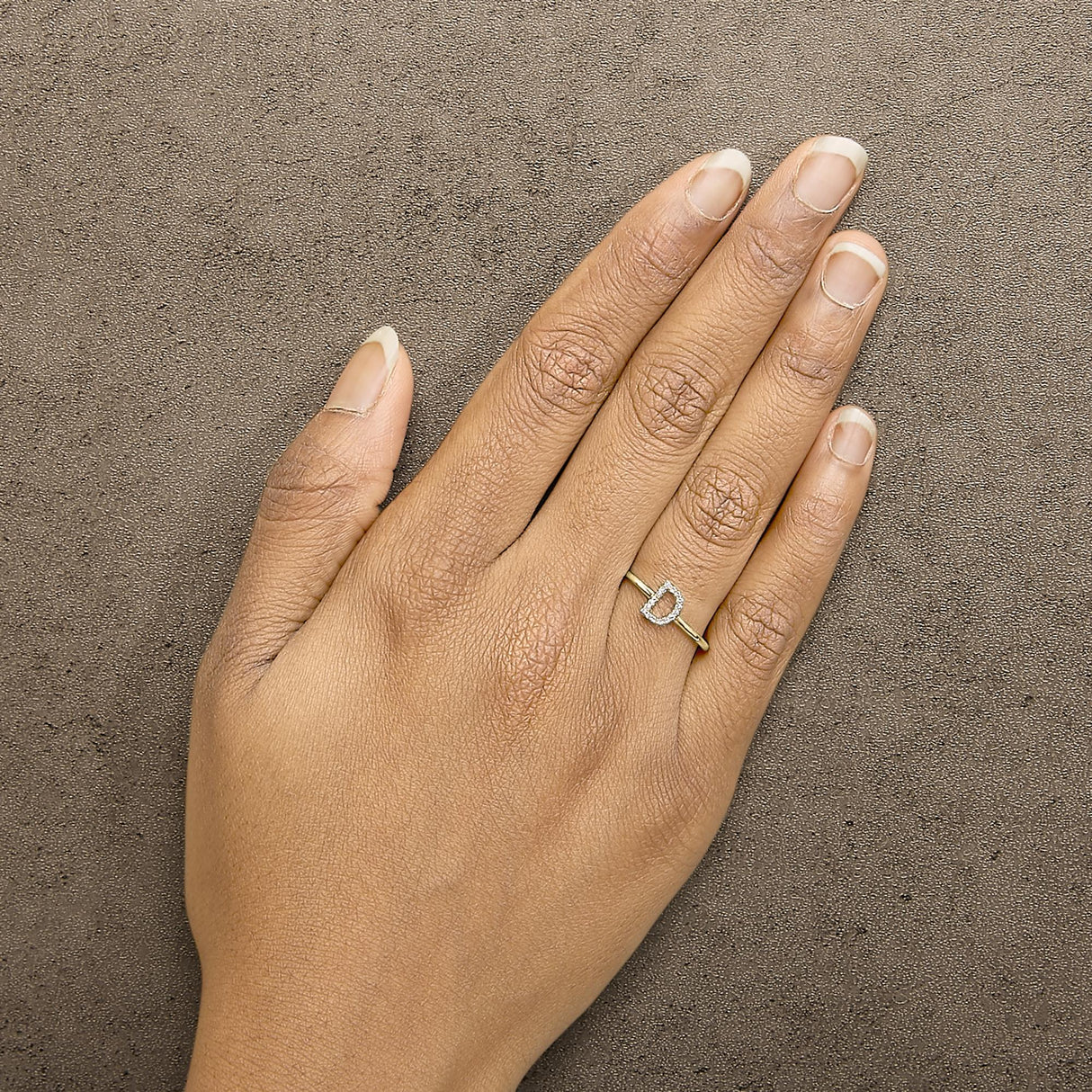 10K Yellow Gold Diamond Accent Initial “A-Z” Ring