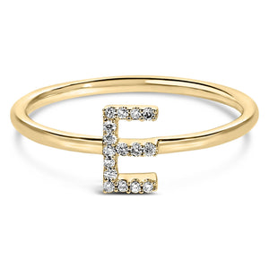 10K Yellow Gold Diamond Accent Initial “A-Z” Ring