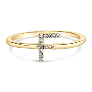 10K Yellow Gold Diamond Accent Initial “A-Z” Ring