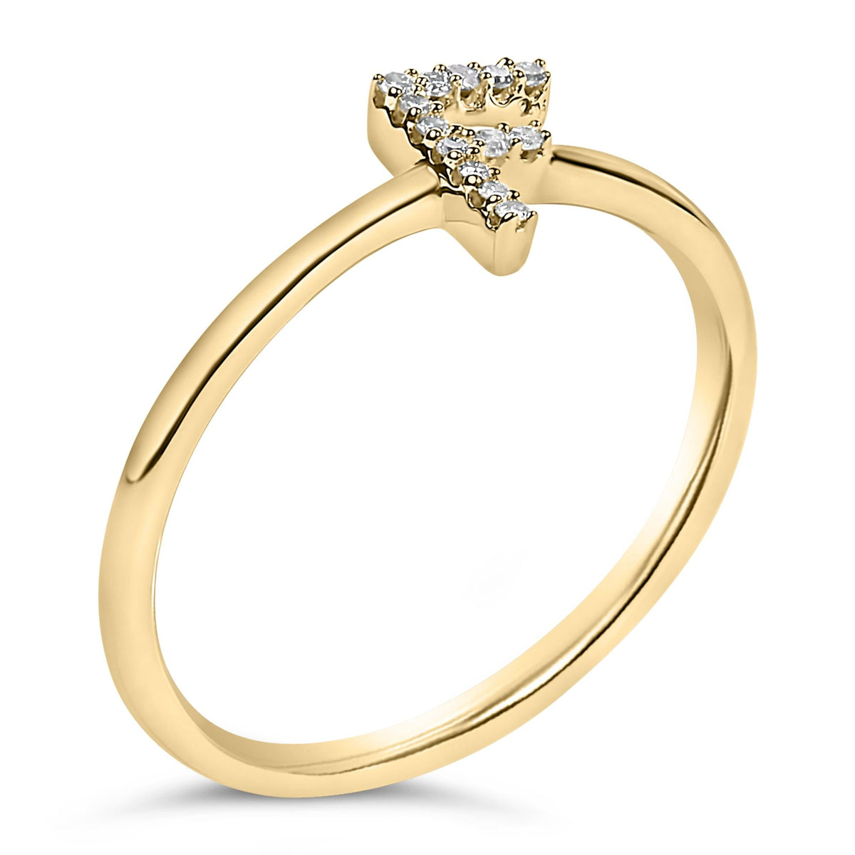 10K Yellow Gold Diamond Accent Initial “A-Z” Ring