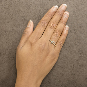10K Yellow Gold Diamond Accent Initial “A-Z” Ring