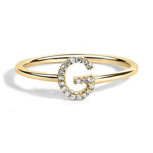 10K Yellow Gold Diamond Accent Initial “A-Z” Ring