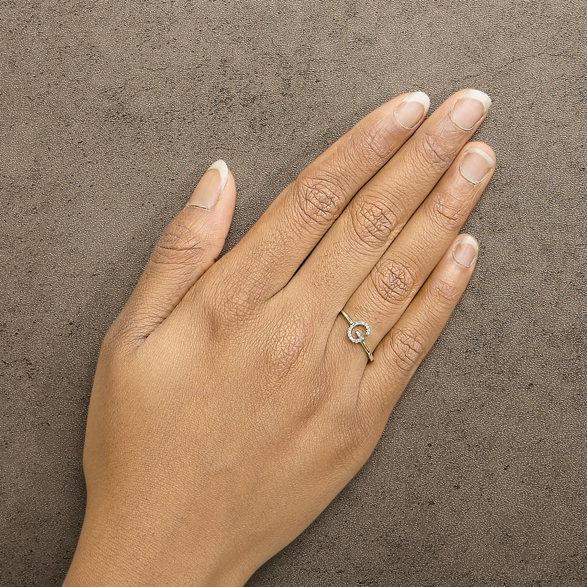 10K Yellow Gold Diamond Accent Initial “A-Z” Ring