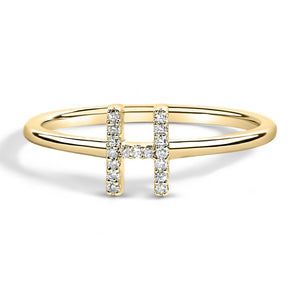 10K Yellow Gold Diamond Accent Initial “A-Z” Ring