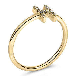 10K Yellow Gold Diamond Accent Initial “A-Z” Ring