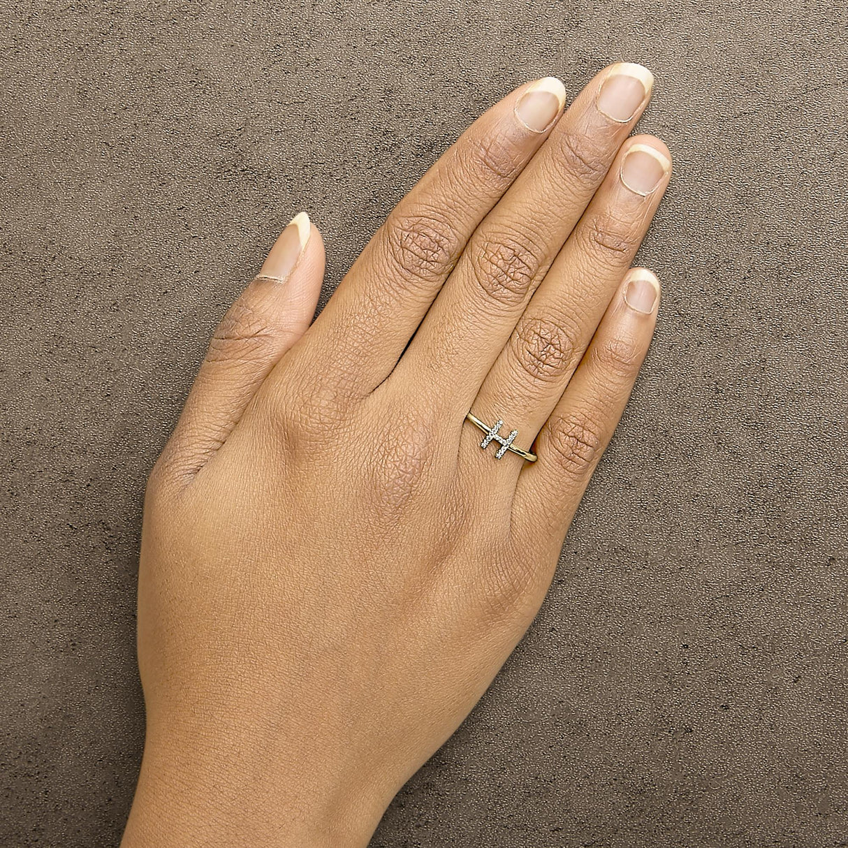 10K Yellow Gold Diamond Accent Initial “A-Z” Ring