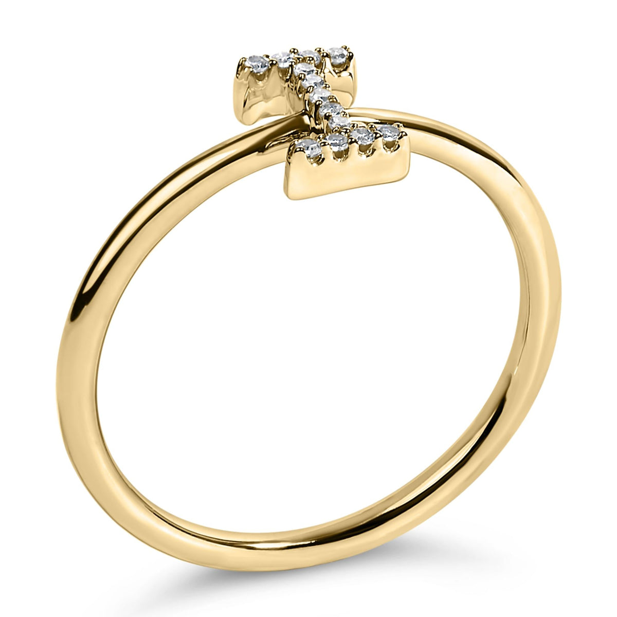 10K Yellow Gold Diamond Accent Initial “A-Z” Ring