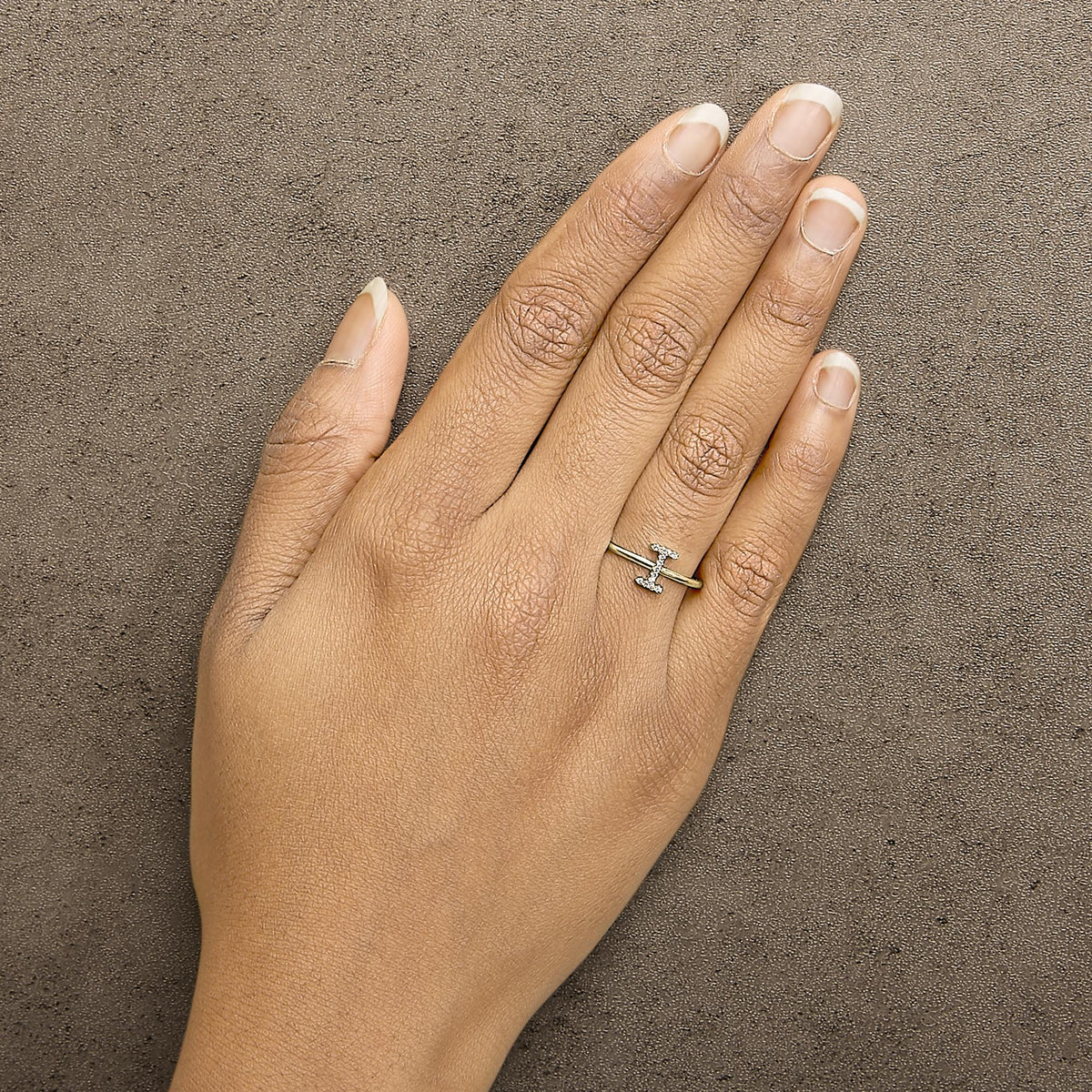 10K Yellow Gold Diamond Accent Initial “A-Z” Ring