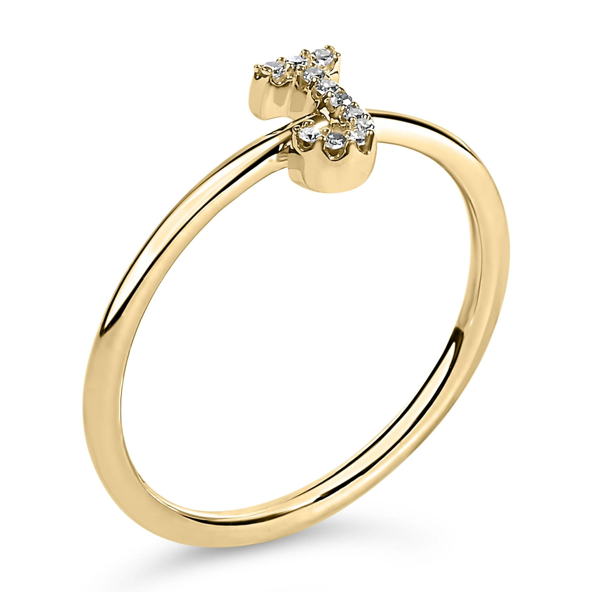 10K Yellow Gold Diamond Accent Initial “A-Z” Ring