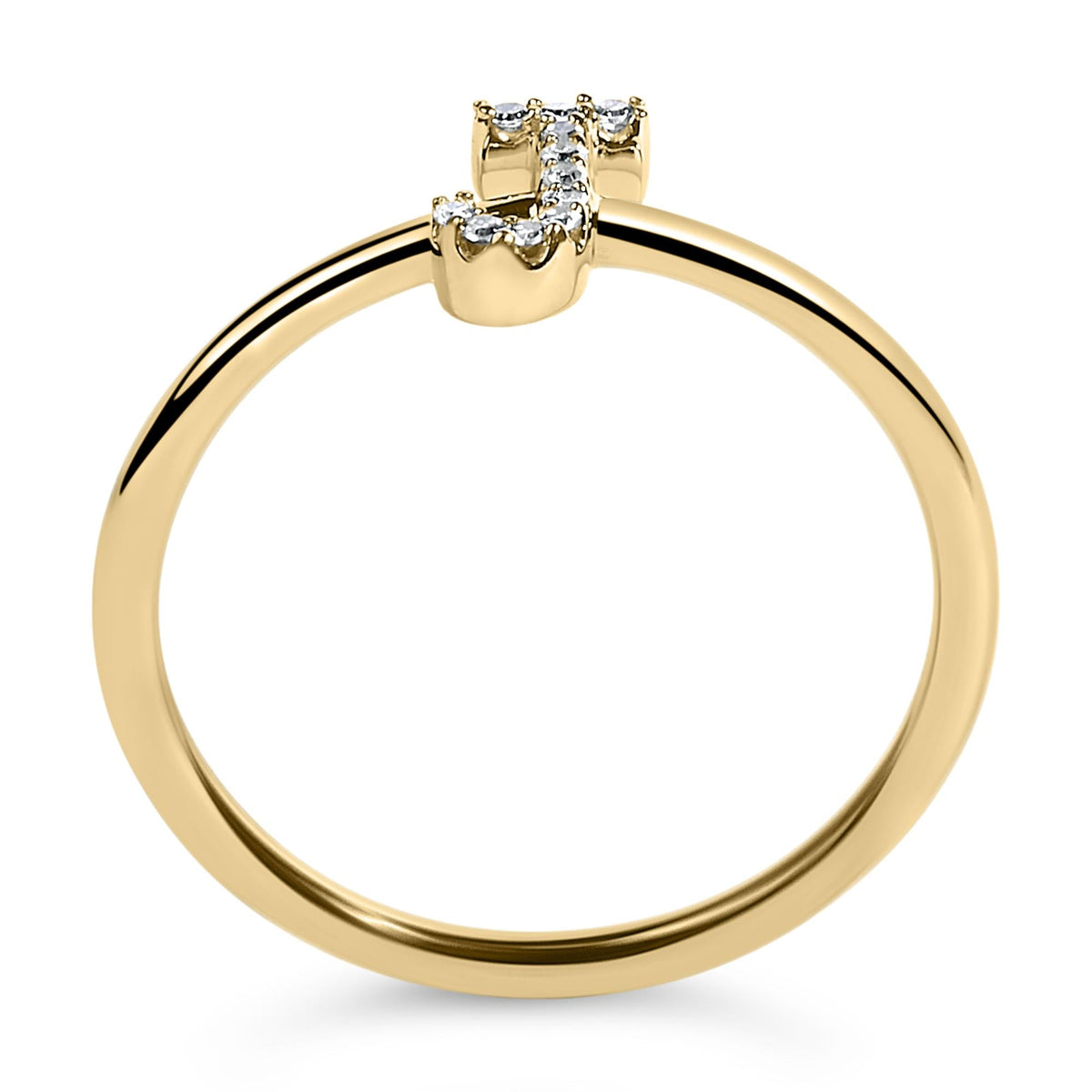 10K Yellow Gold Diamond Accent Initial “A-Z” Ring