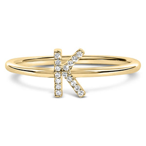 10K Yellow Gold Diamond Accent Initial “A-Z” Ring