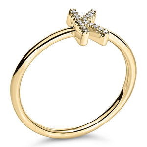 10K Yellow Gold Diamond Accent Initial “A-Z” Ring