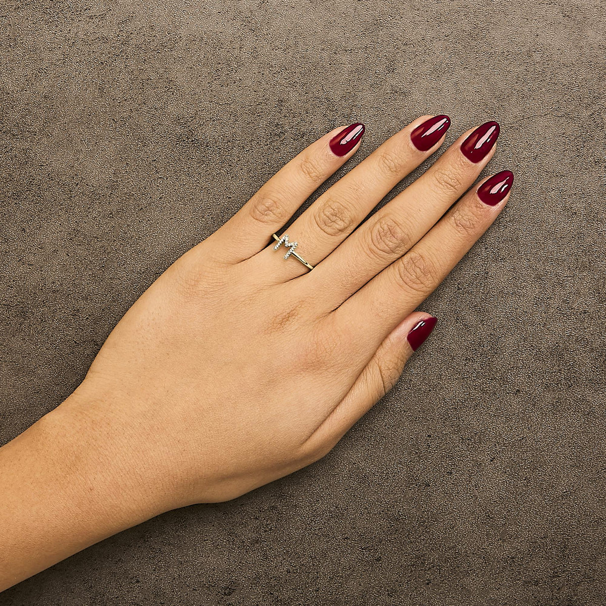 10K Yellow Gold Diamond Accent Initial “A-Z” Ring