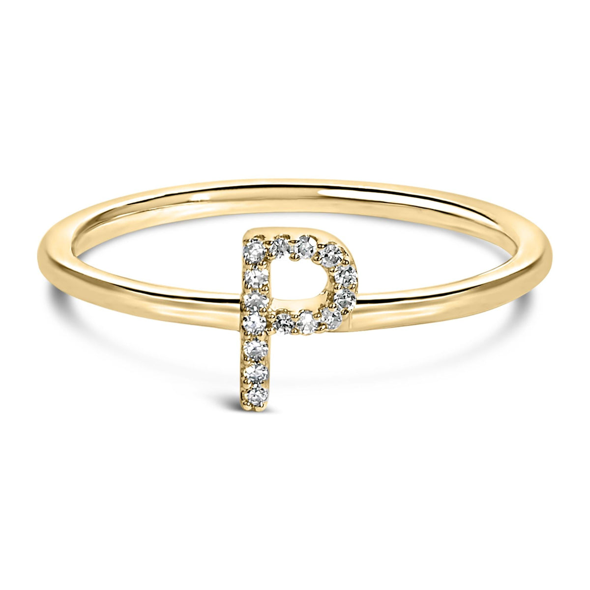 10K Yellow Gold Diamond Accent Initial “A-Z” Ring