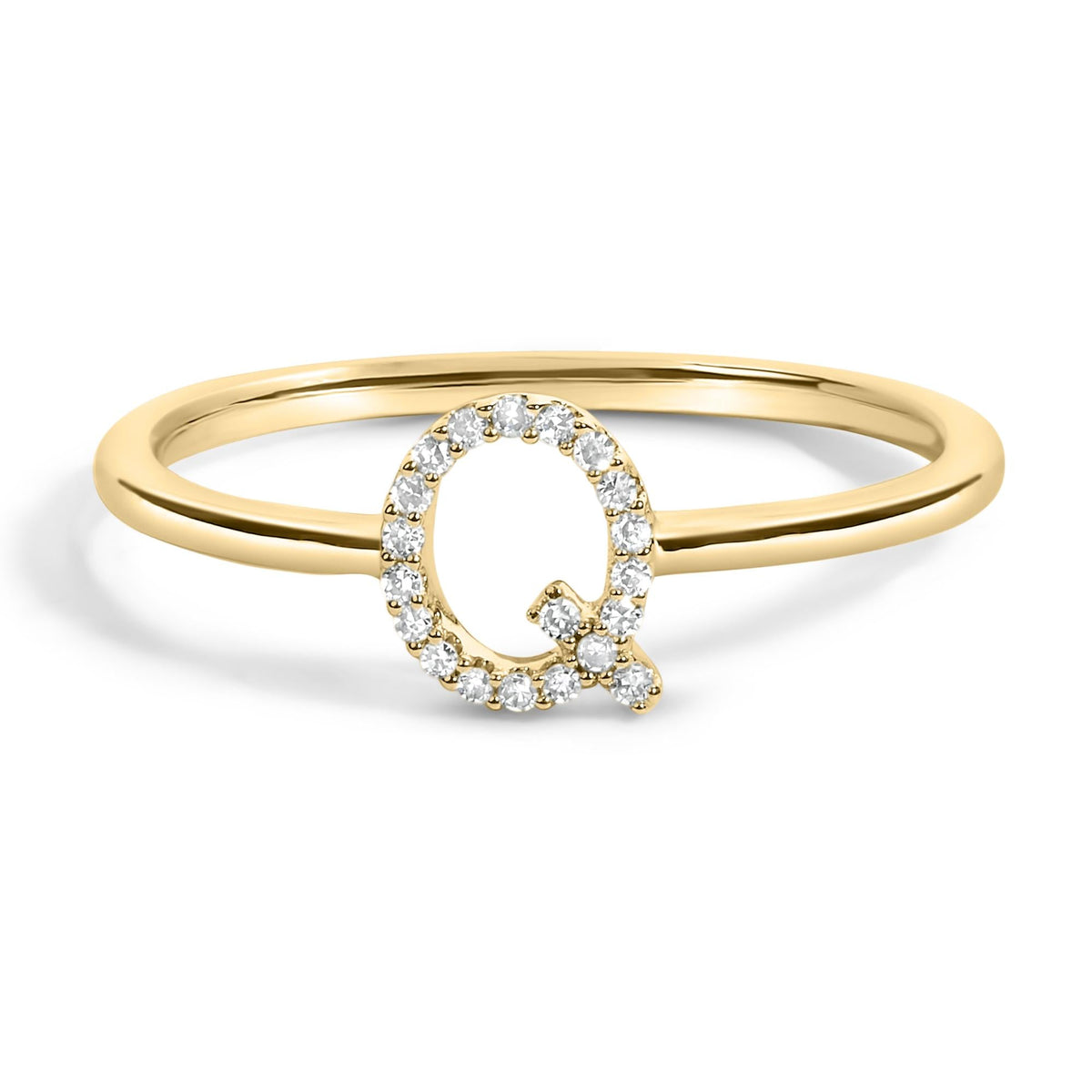 10K Yellow Gold Diamond Accent Initial “A-Z” Ring