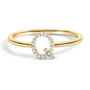 10K Yellow Gold Diamond Accent Initial “A-Z” Ring