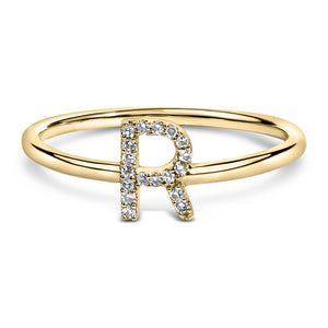 10K Yellow Gold Diamond Accent Initial “A-Z” Ring