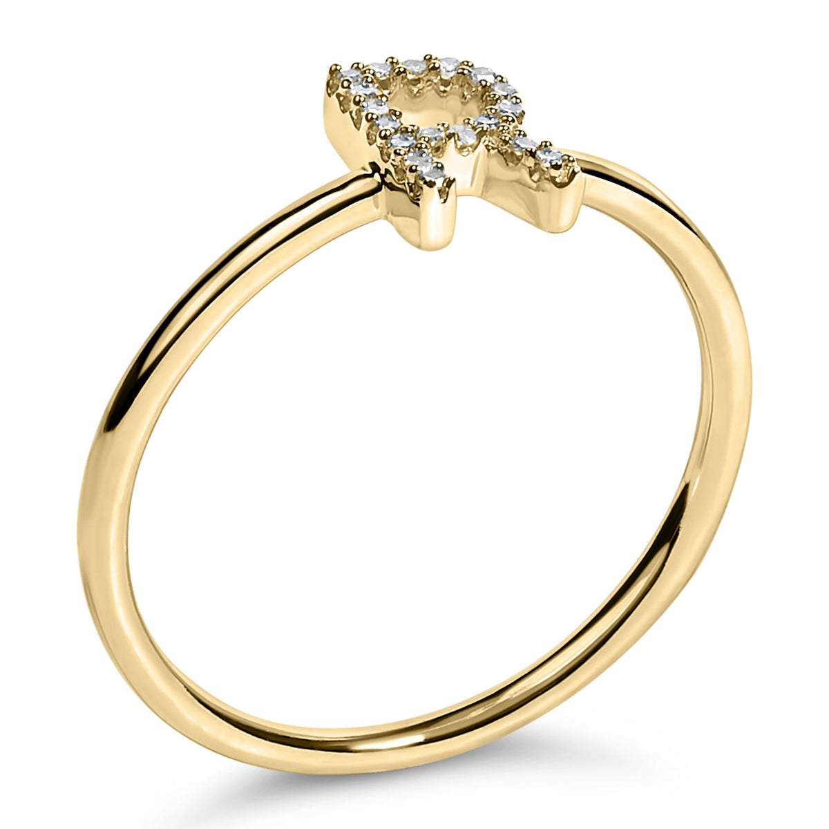 10K Yellow Gold Diamond Accent Initial “A-Z” Ring