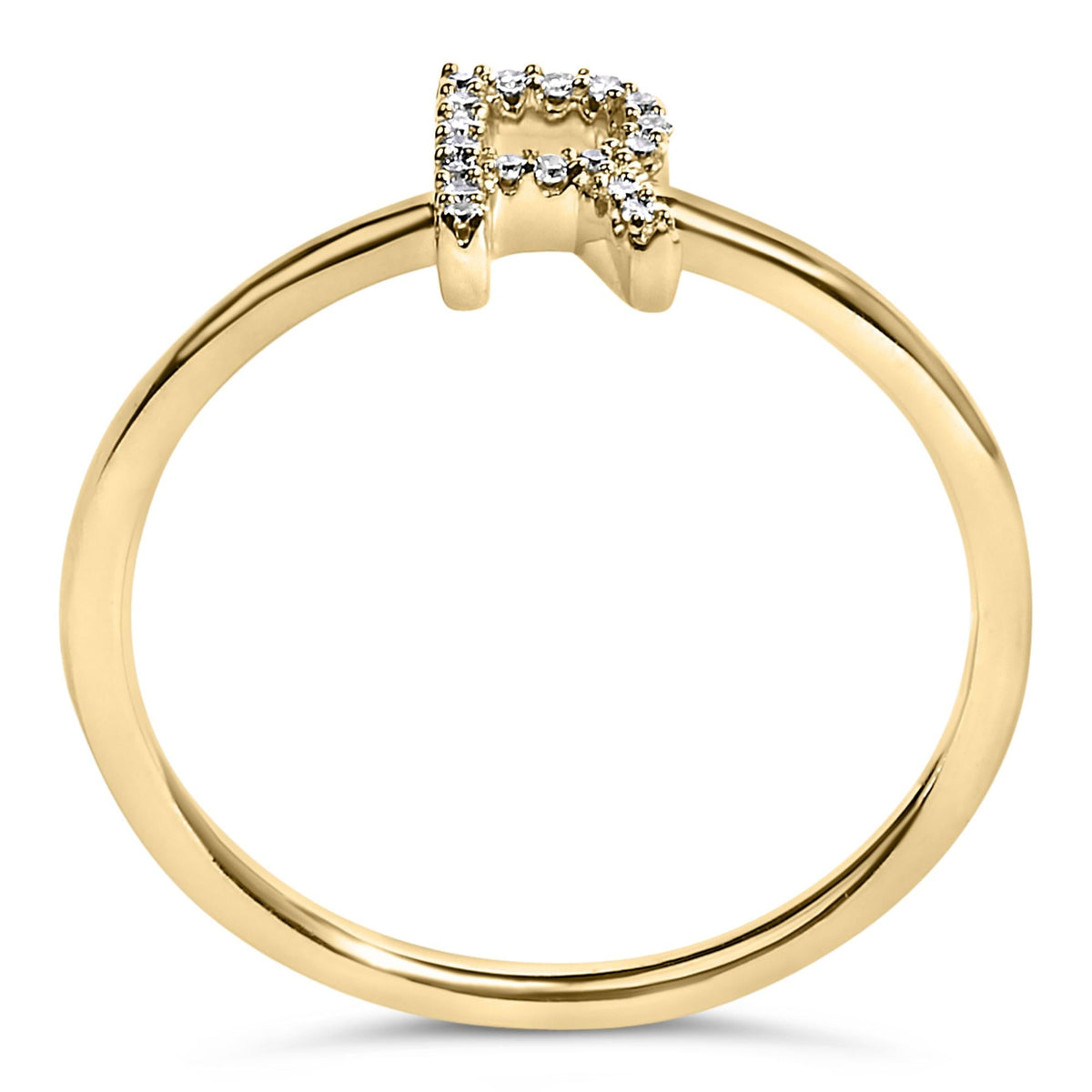 10K Yellow Gold Diamond Accent Initial “A-Z” Ring