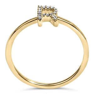 10K Yellow Gold Diamond Accent Initial “A-Z” Ring