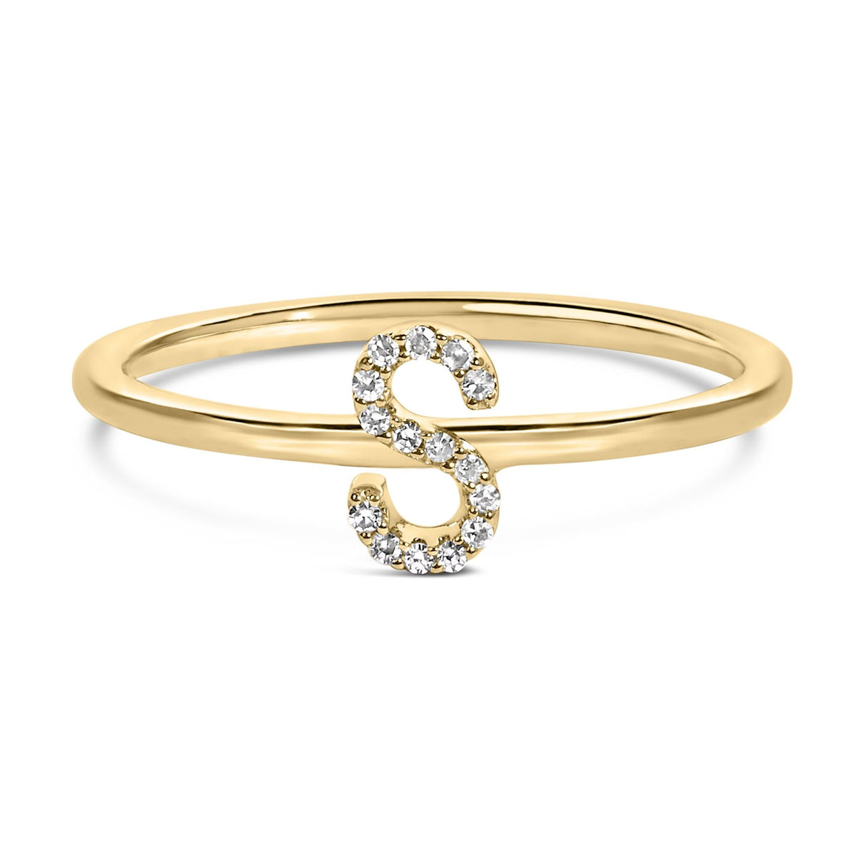 10K Yellow Gold Diamond Accent Initial “A-Z” Ring