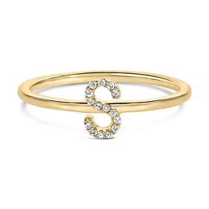 10K Yellow Gold Diamond Accent Initial “A-Z” Ring